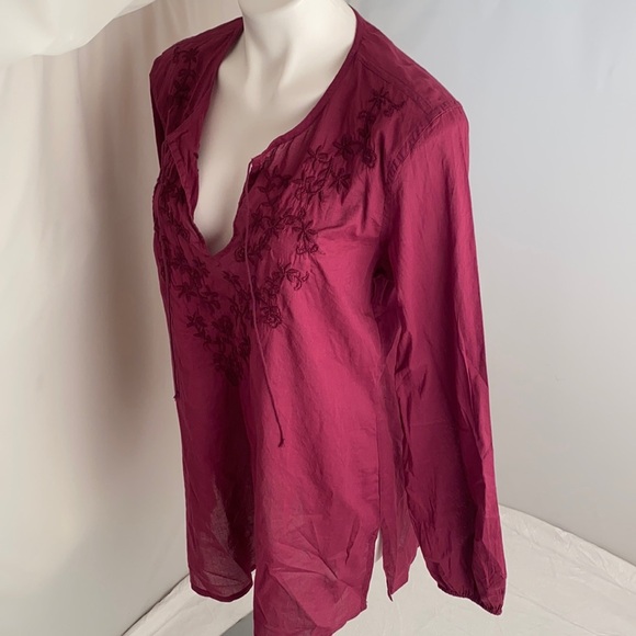 Lucky Brand raspberry keyhole cotton boho tunic L - Picture 3 of 12